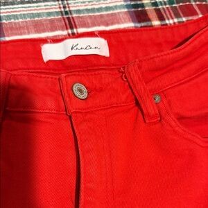 KanCan Women's Vibrant Red High Rise Jeans